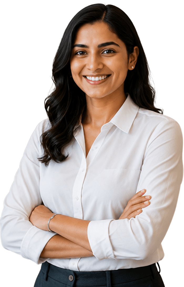 Professional learner smiling, representing ScaleX career growth programs